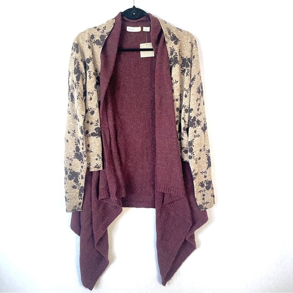Anthropologie Sleeping On Snow Cozy Floral Layered Cardigan - Picture 4 of 10
